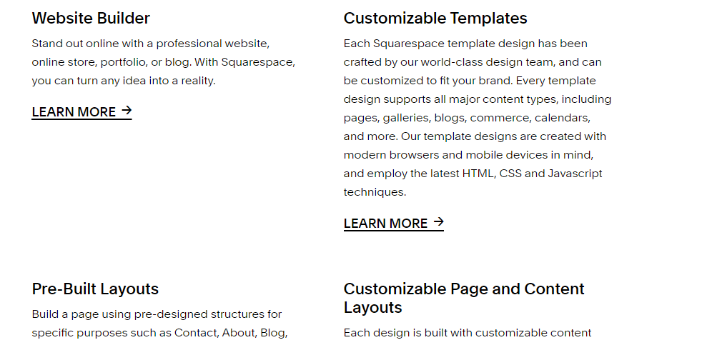 Godaddy vs Squarespace : Squarespacewebsite builder feature