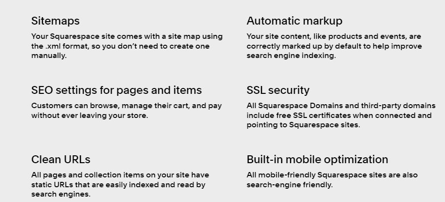 GoDaddy and Squarespace :  Squarespace SEO capabilities