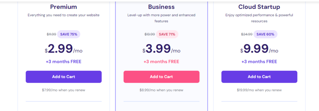 Hostinger vs Bluehost : Hostinger Pricing and Plans