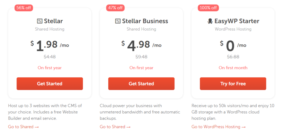 SiteGround vs Namecheap,: Namecheap pricing plans 